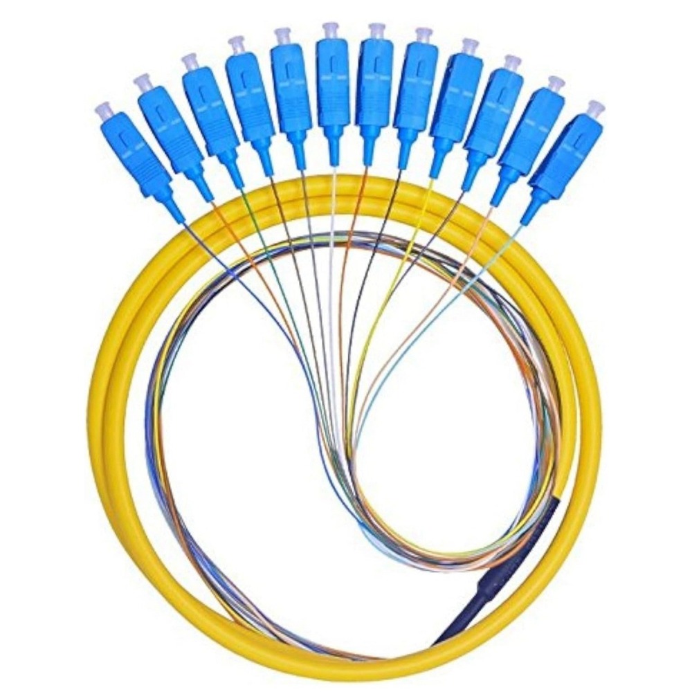 12 Fibers SC Single-Mode Color-Coded Fiber Optic Pigtail